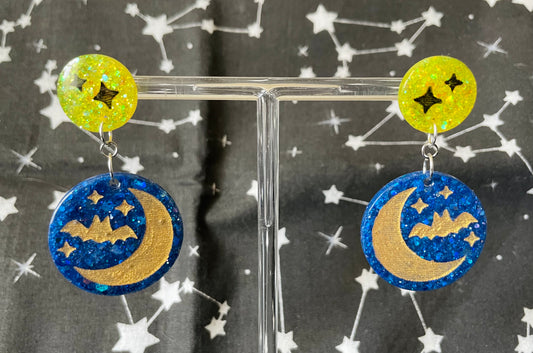 Bat Moon Stud Earrings