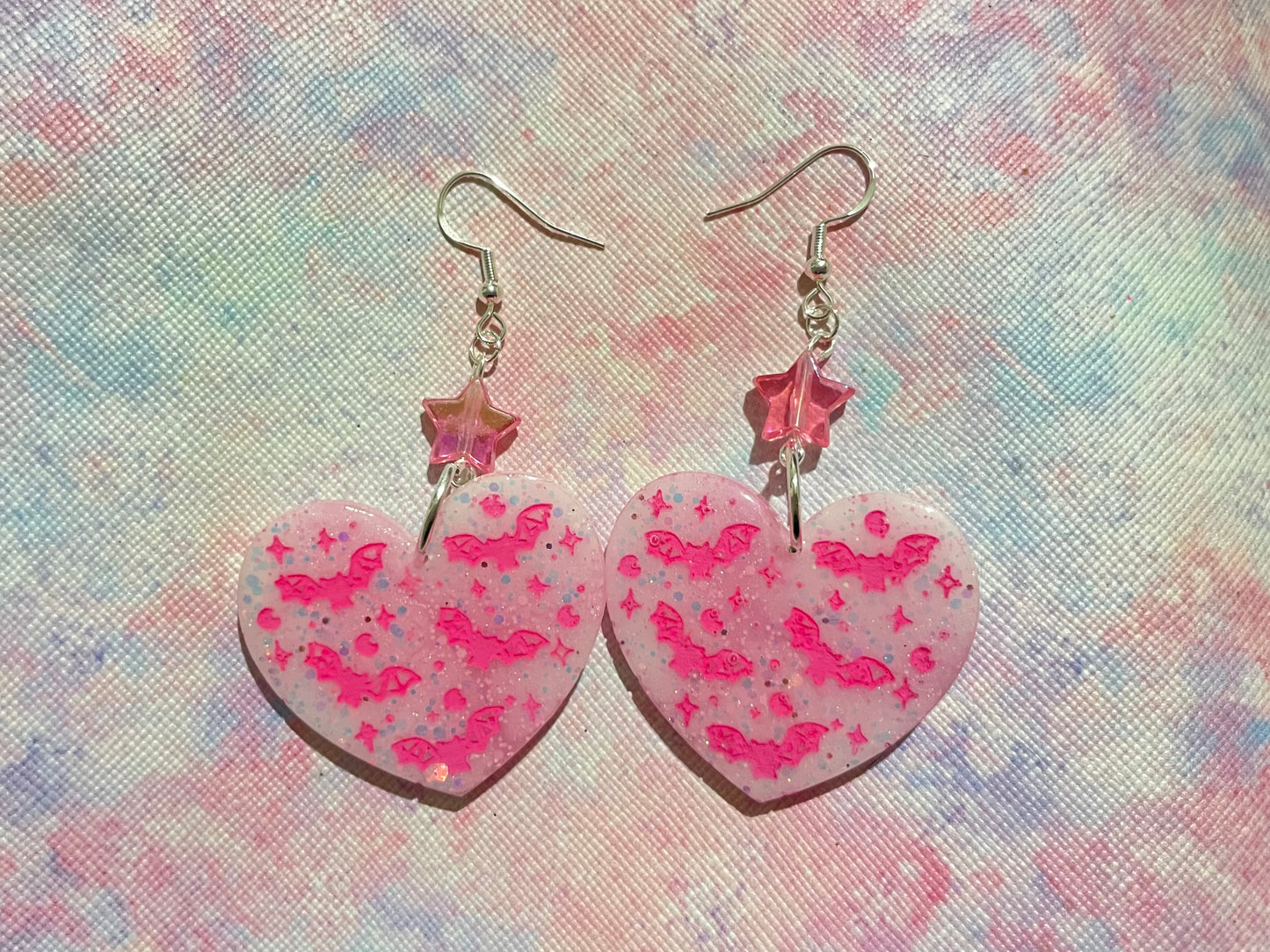 Valentines Bat Heart Earrings