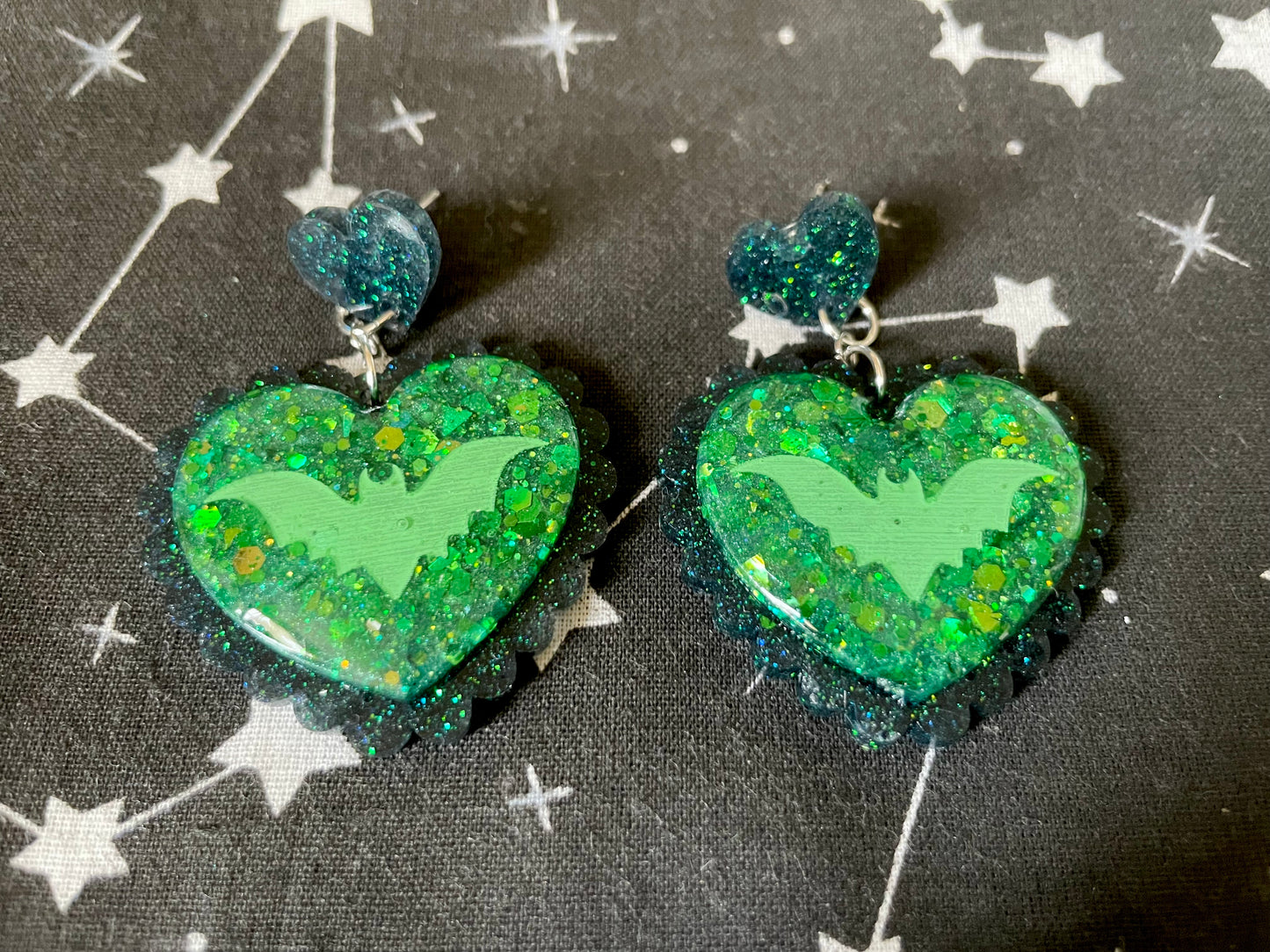 Bat Heart Stud Earrings