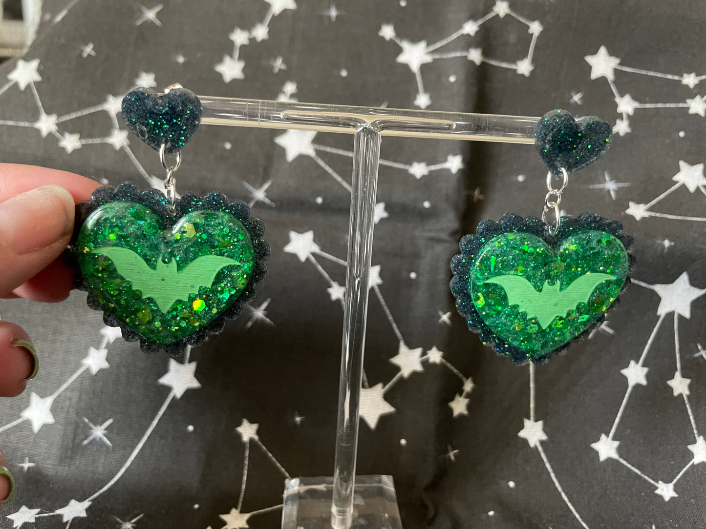 Bat Heart Stud Earrings