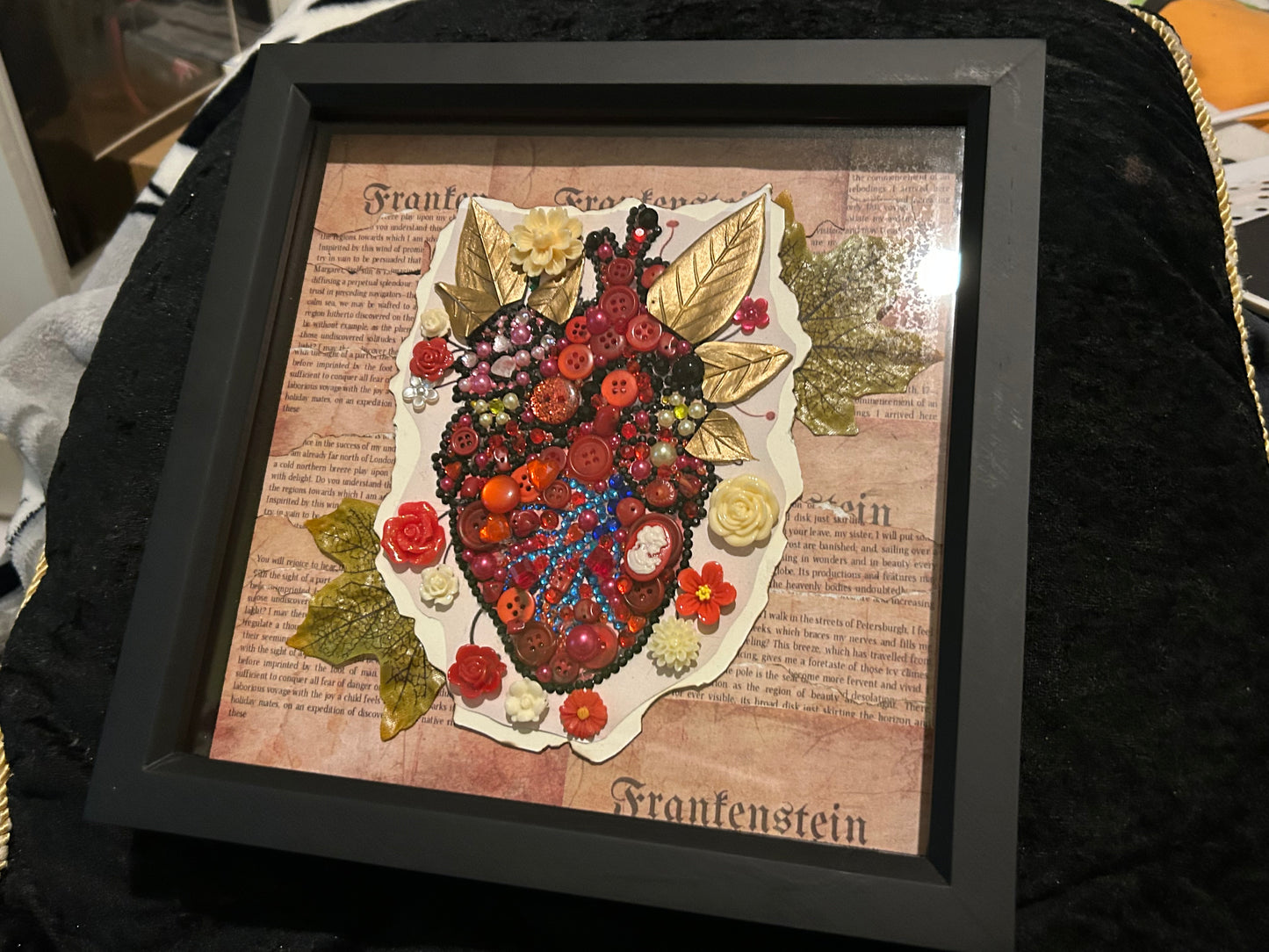 Frankenstein Heart Button Art
