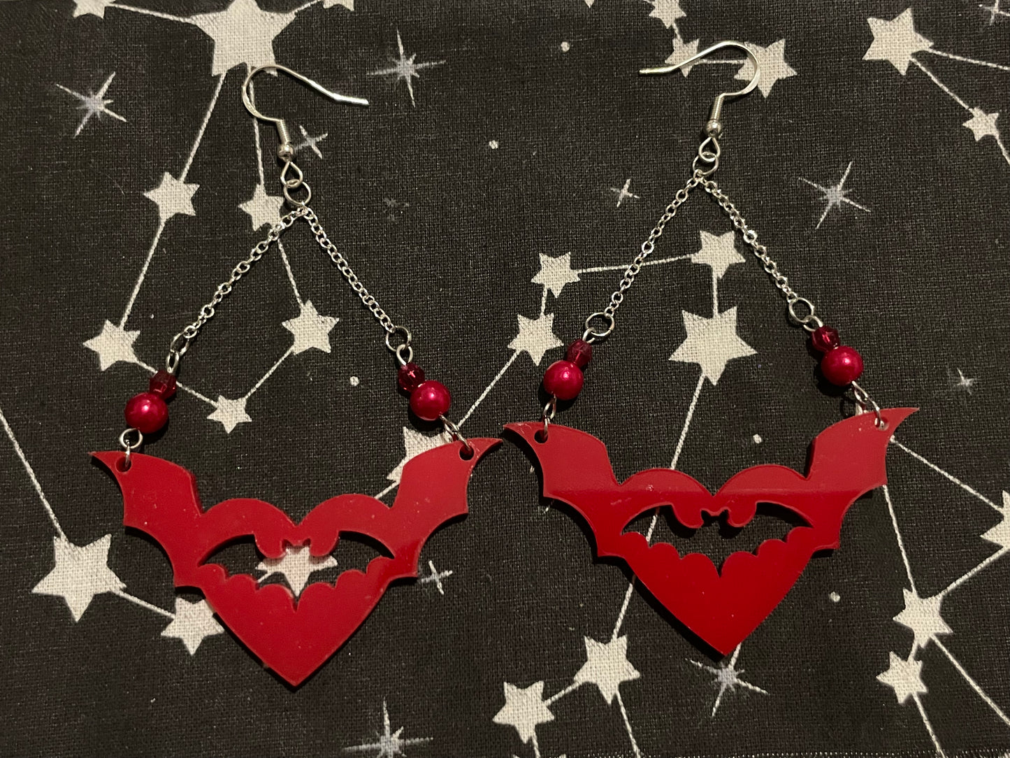 Bat Heart Wing Earrings