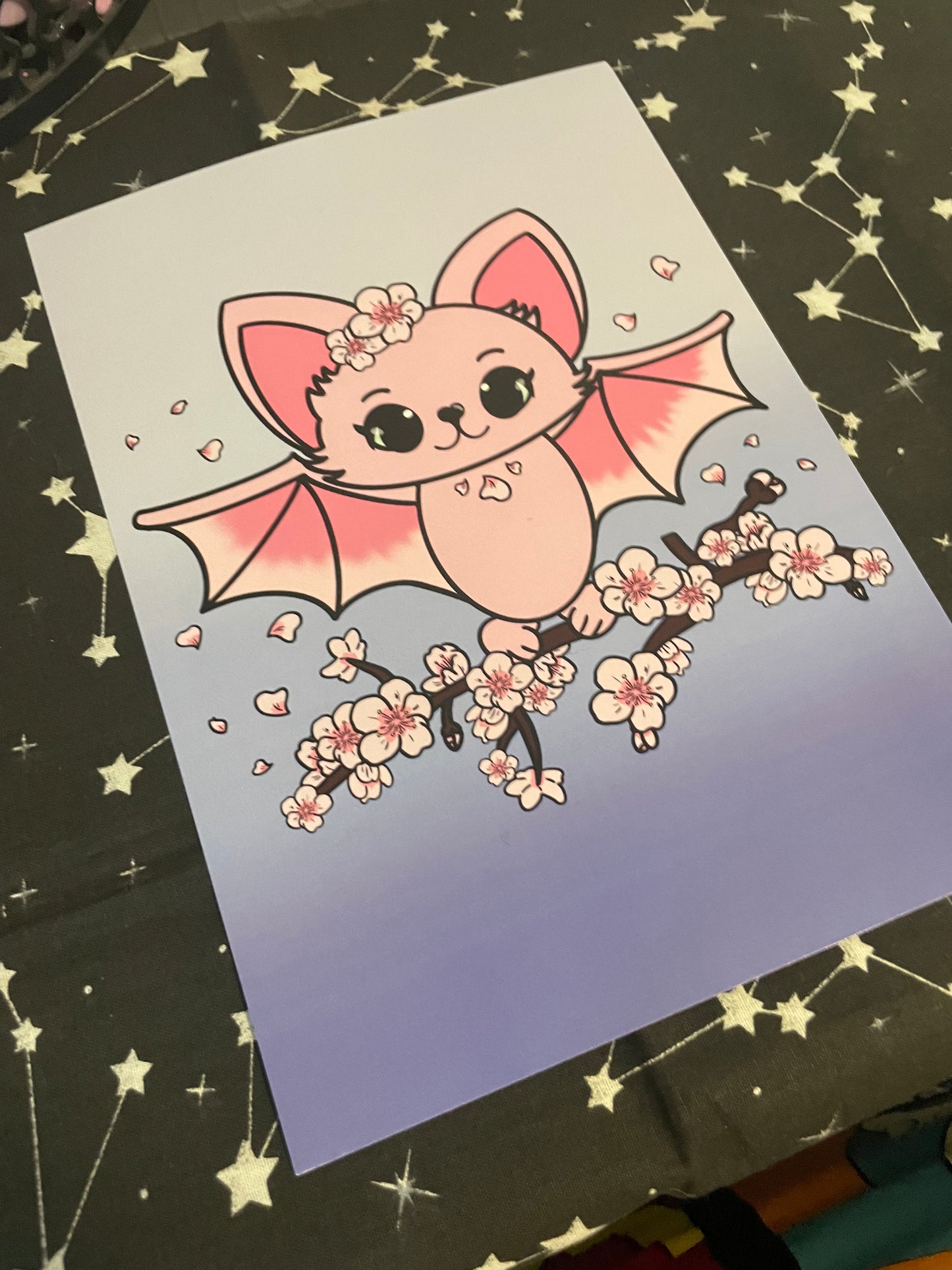 Sakura Bat Print