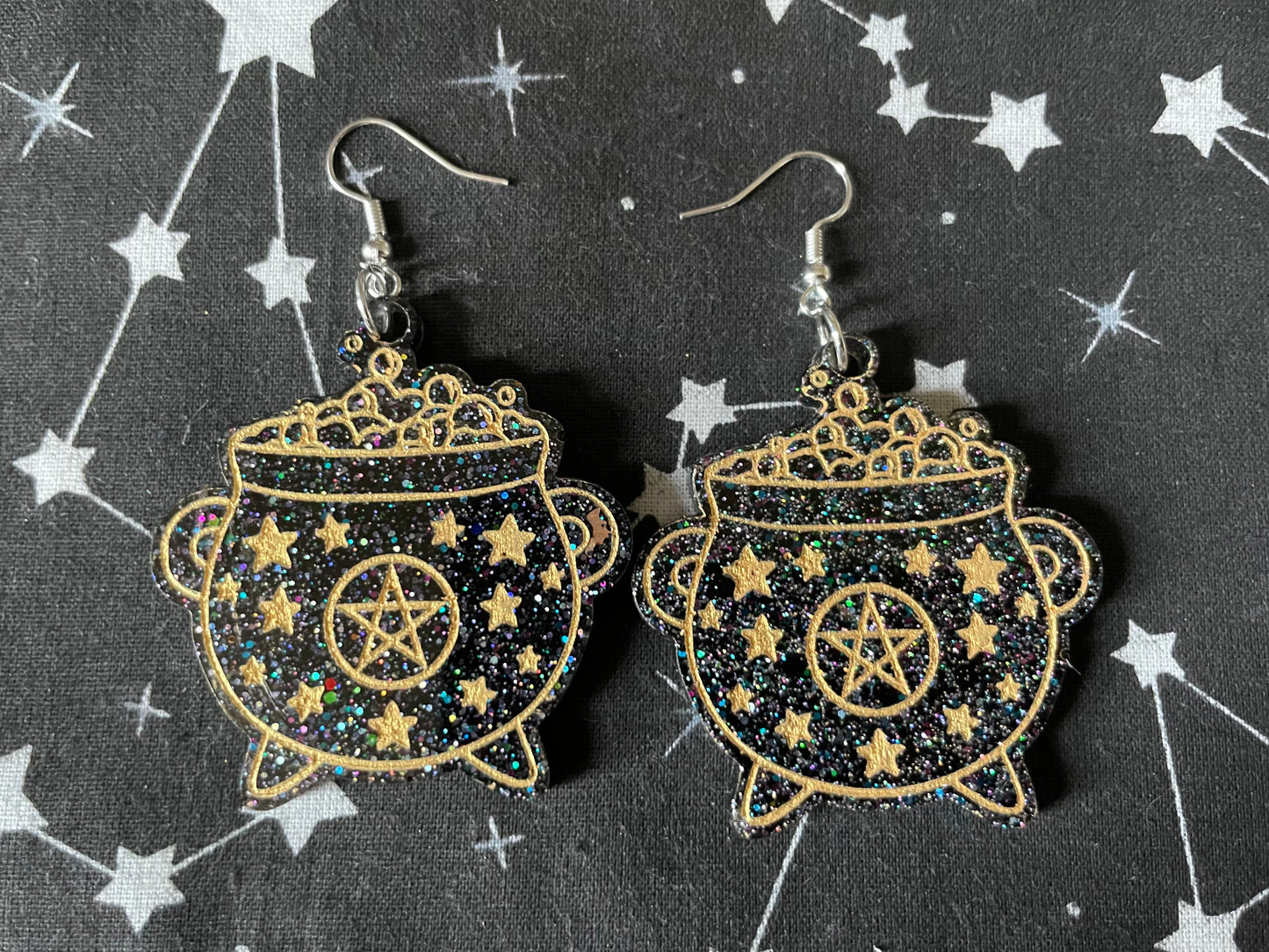 Pentagram Cauldron Earrings