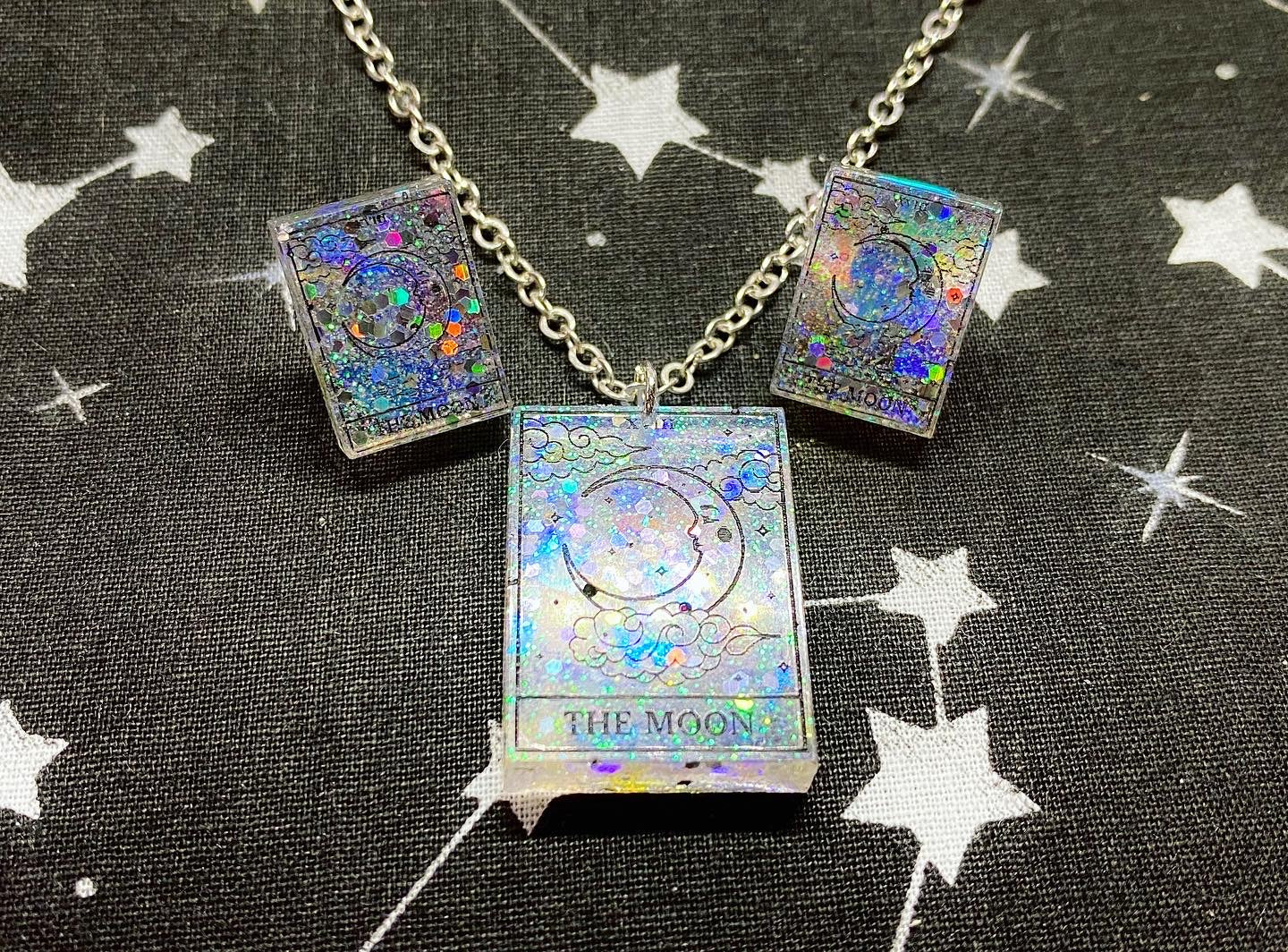 Moon Tarot Card Necklace and Studs