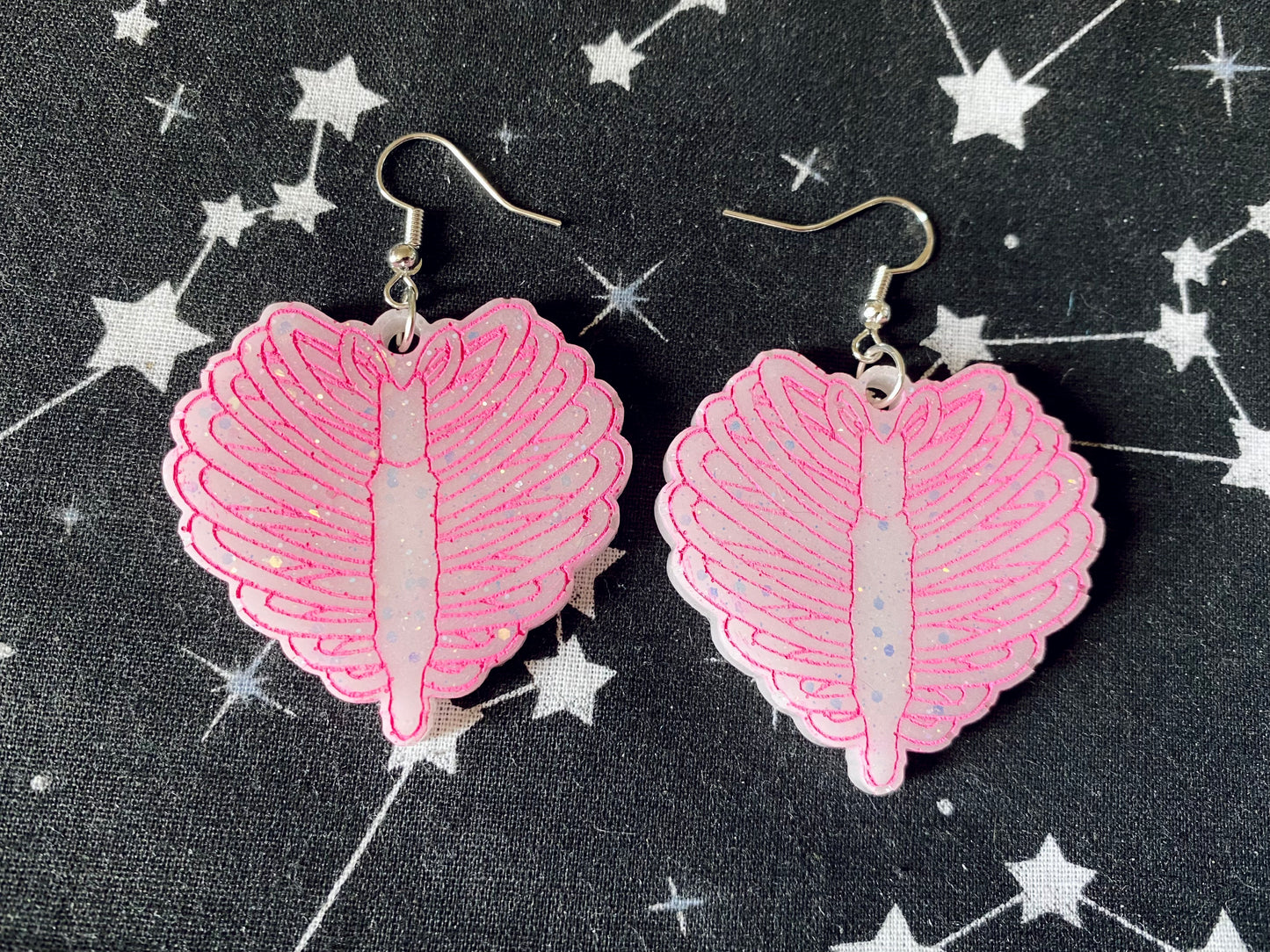 Rib Cage Heart Earrings