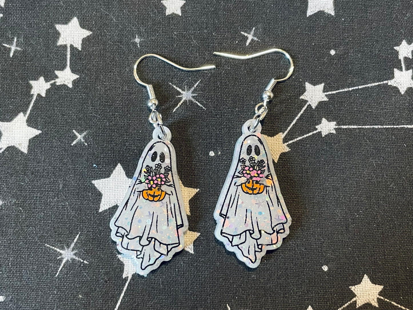 Flower Pumpkin Ghost Earrings