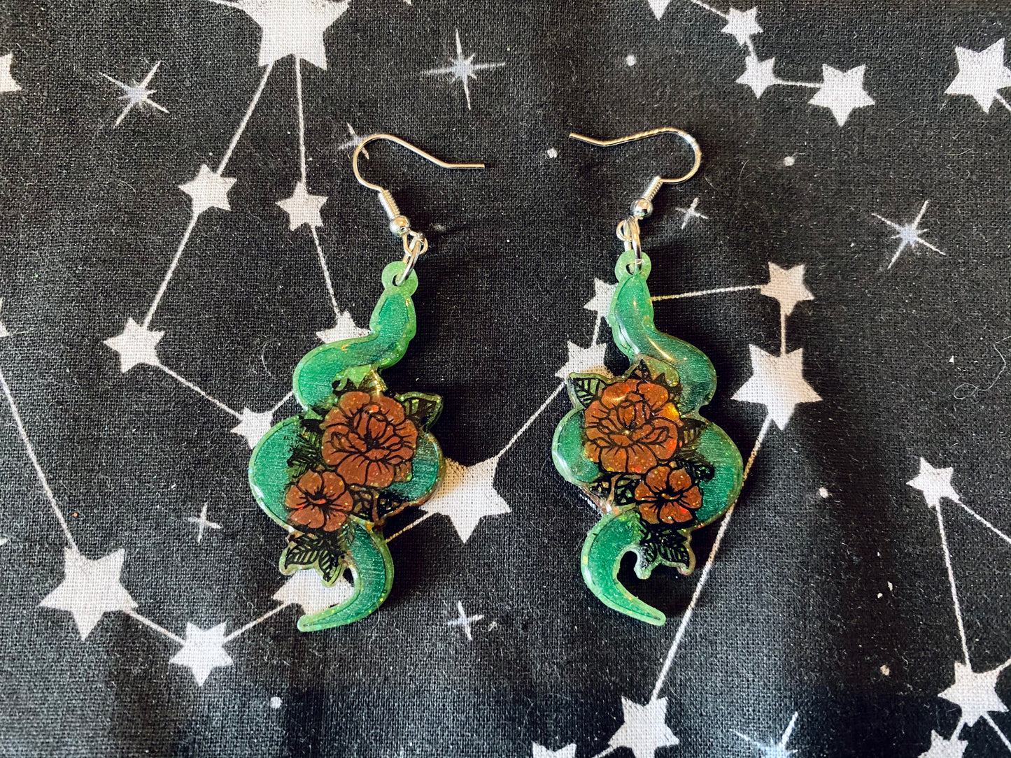 Floral Snake Earrings