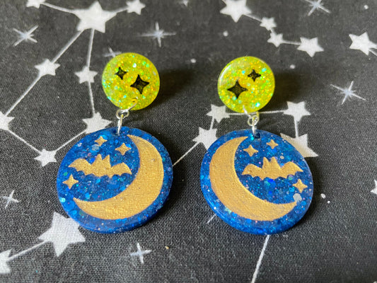 Bat Moon Stud Earrings