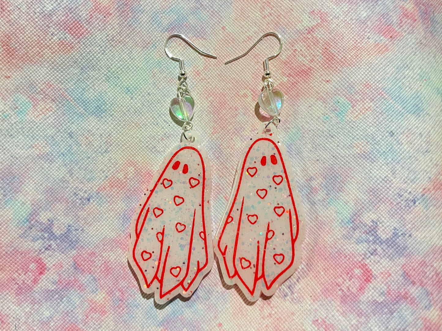 Valentines Ghost Heart Earrings