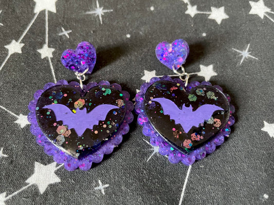 Bat Heart Stud Earrings