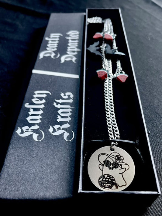 Summerween Collab Ghost Necklace Karleys Krafts & Dearly Departed Inc)