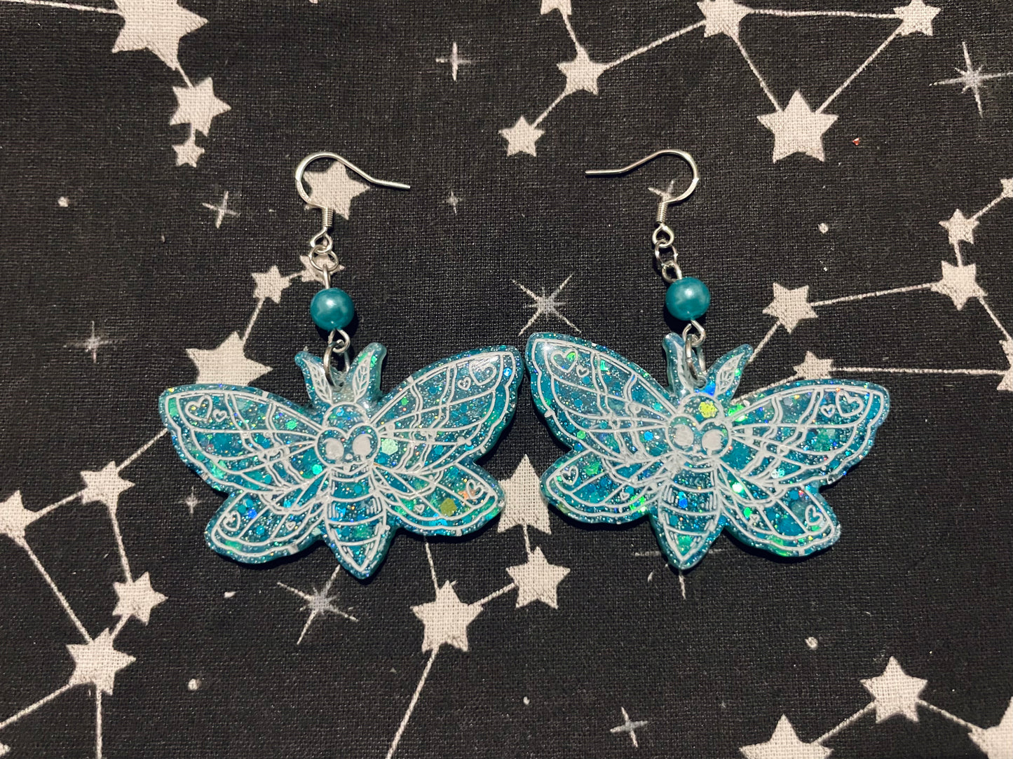 Heart Death Moth Earrings