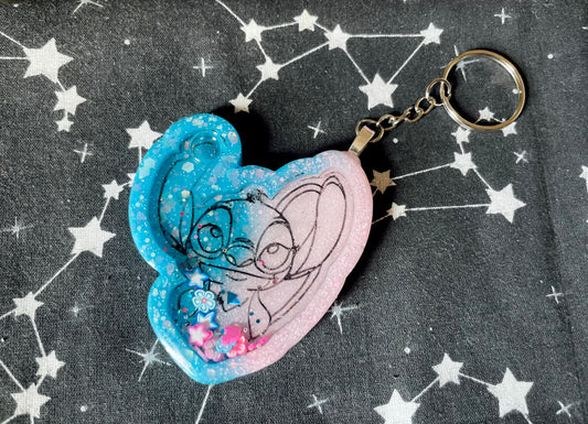 Blue Alien & Angel Shaker Keyring