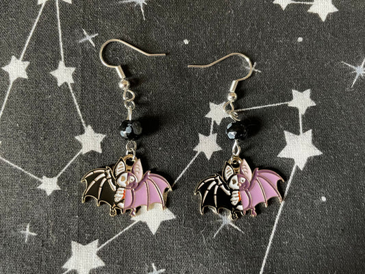 Half Skeleton Bat Earrings