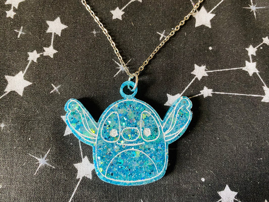 Blue Alien Squishie Necklace