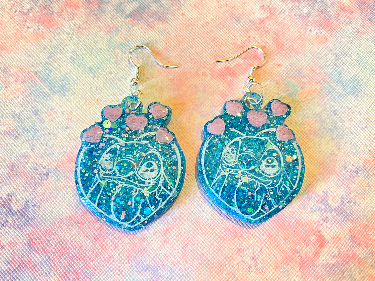 Blue Alien Love Earrings