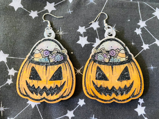 Pumpkin Candy Basket Earrings