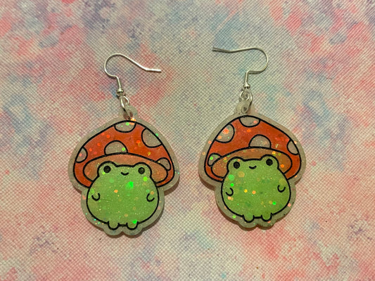 Mushroom Frog Earrings