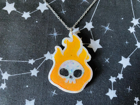 Flaming Skull Necklace