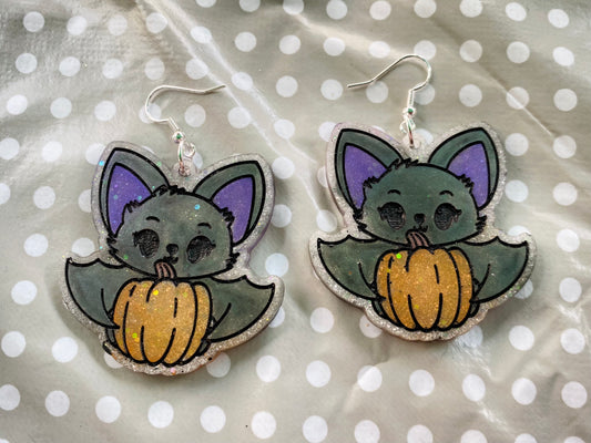 Pumpkin Bat Earrings