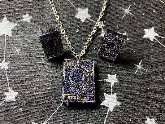 Moon Tarot Card Necklace and Studs