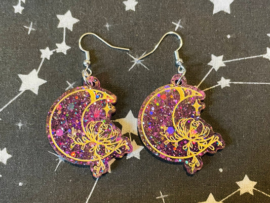 Floral Moon Earrings