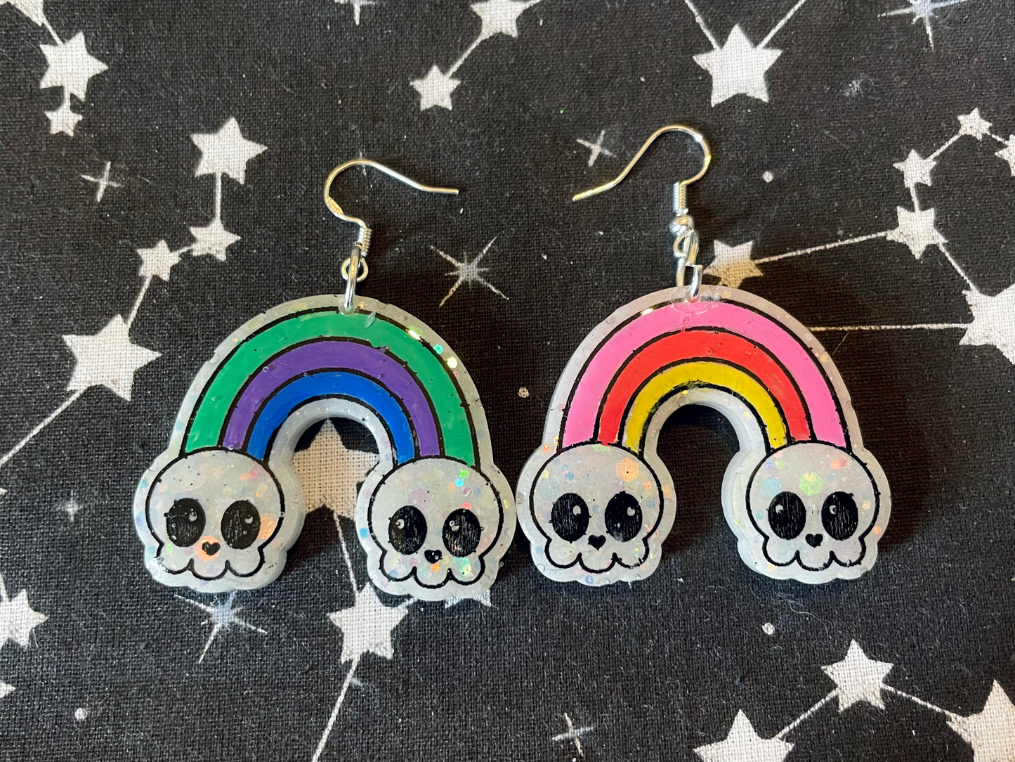 Rainbow Skull Earrings