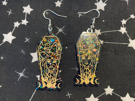 Spooky Coffin Lady Earrings