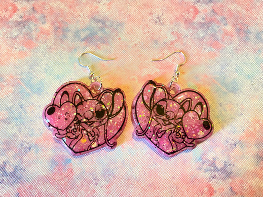 Pink Alien Love Earrings