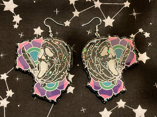 Floral Ghoul Face Earrings