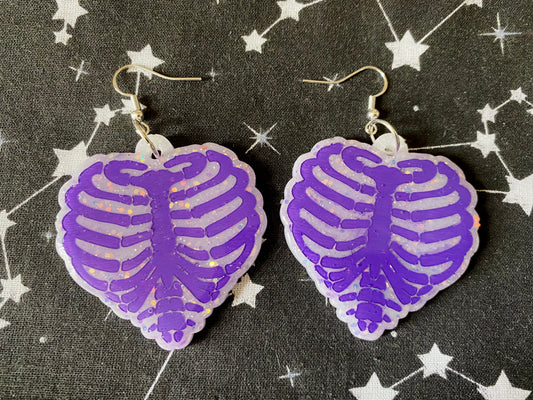 Rib Cage Heart Earrings