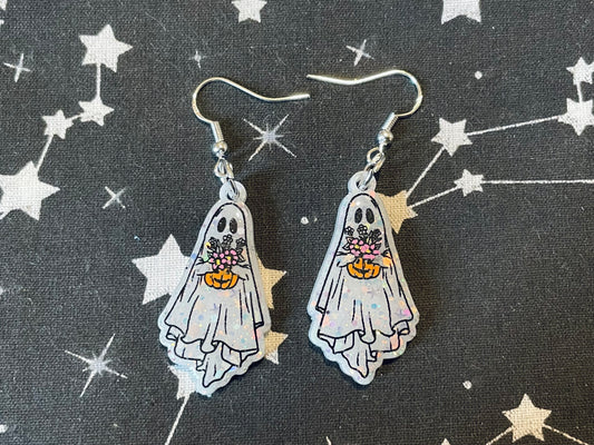 Flower Pumpkin Ghost Earrings