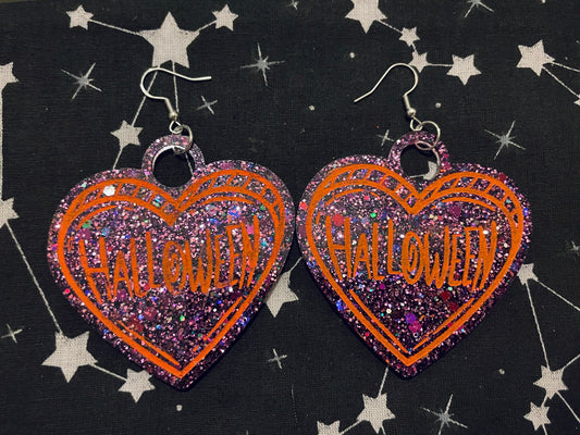Halloween Heart Earrings