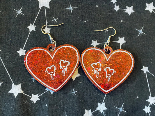 Vampire Bite Heart Earrings