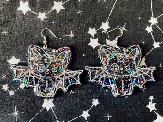 Voodoo Doll Bat Earrings