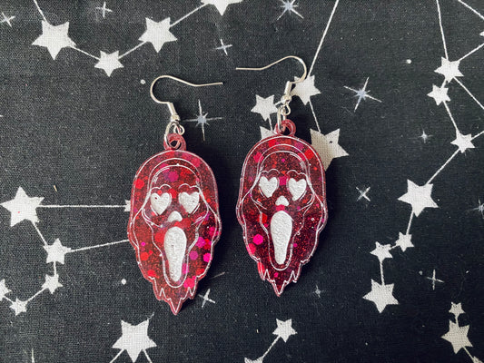 Ghoul Face Heart Eye Earrings