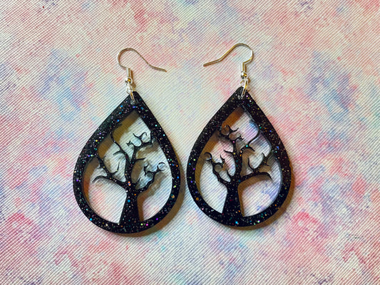 Spooky Tree Teardrop Earrings